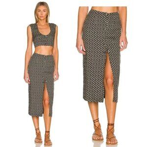 anna nata Kimberly Midi Skirt set in Washed Black White Floral XS XSmall medium
